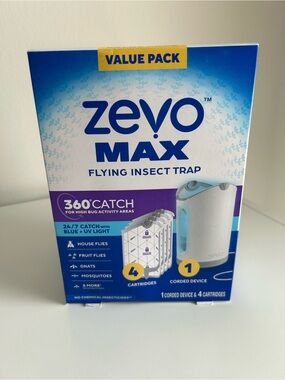 Zevo Max Flying Insect Trap CORDED DEVICE traps Houseflies, Mosquitoes, Gnats